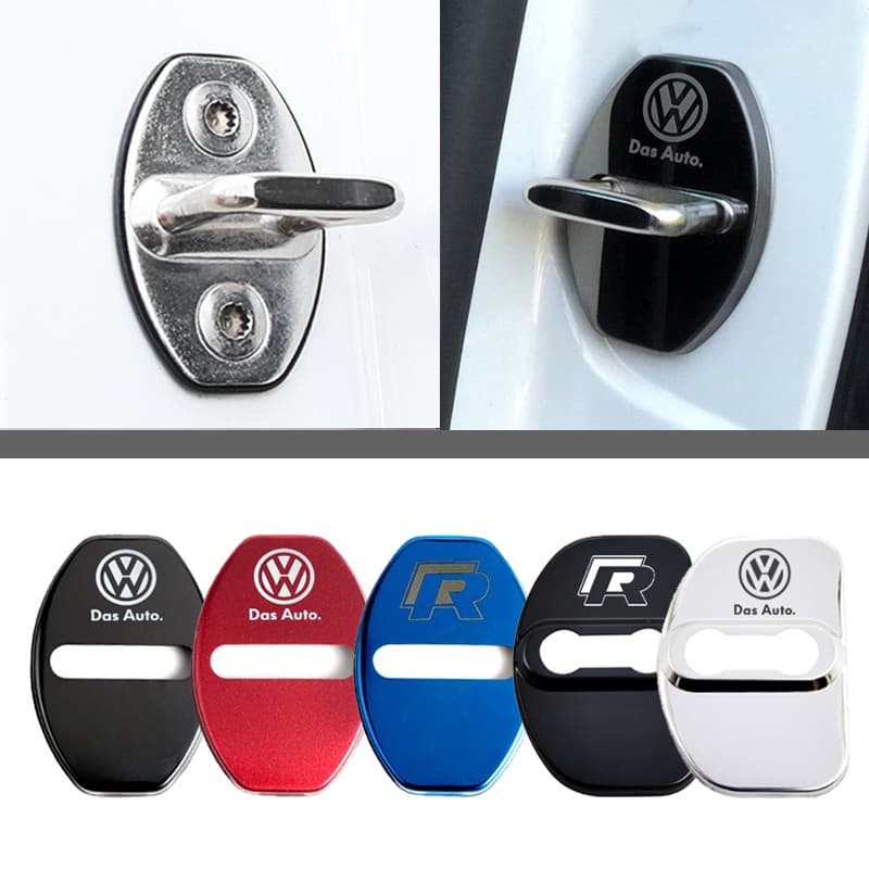 4 Peças Para Volkswagen VW Tampa De Proteção Da Fechadura Da Porta Do Carro Em De Aço Inoxidável Para Volkswagen Golf Mk4 Mk7 MK3 jetta mk6 Up Passat b5 b6 b7 Tiguan VW Polo 9n 9n3 gol g5 g4 g3 g6 Nivus Fox new Beetle Virtus Acessórios