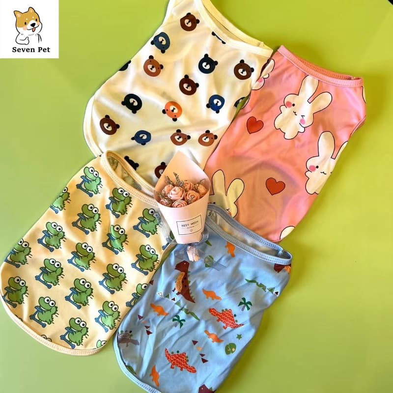 Roupas Para Cães Fofos De Sete Tapetes Grandes Colete Respirável Camiseta Macia Gatos Cachorros XS-6XL