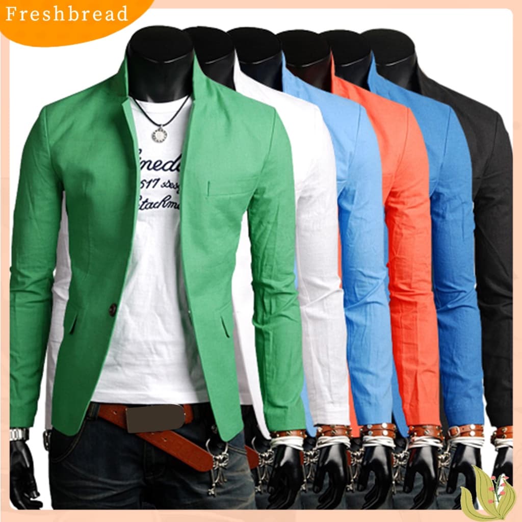 { FR } Homens Outono Sólido Cor Lapela Colarinho Botão De Bolsos Decoração Casaco Comercial Blazer