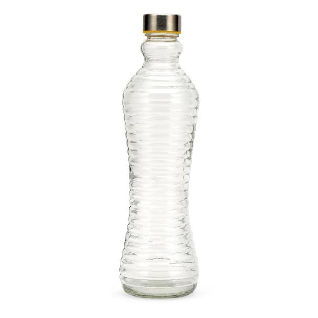 Garrafa de vidro transparente 1,0 Litro tampa inox