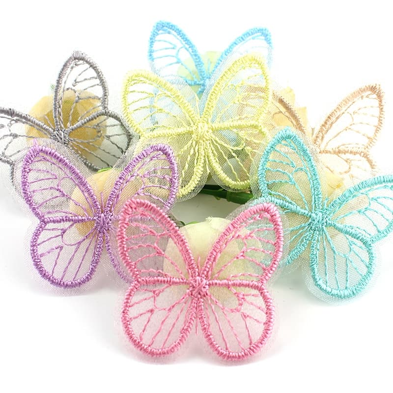 48Pcs 3.5 * 4.5cm Borboleta De Malha Bordada Para Roupas De Bricolage Cabeleireiro Decoração Chapéu Sapatos Patches Acessórios