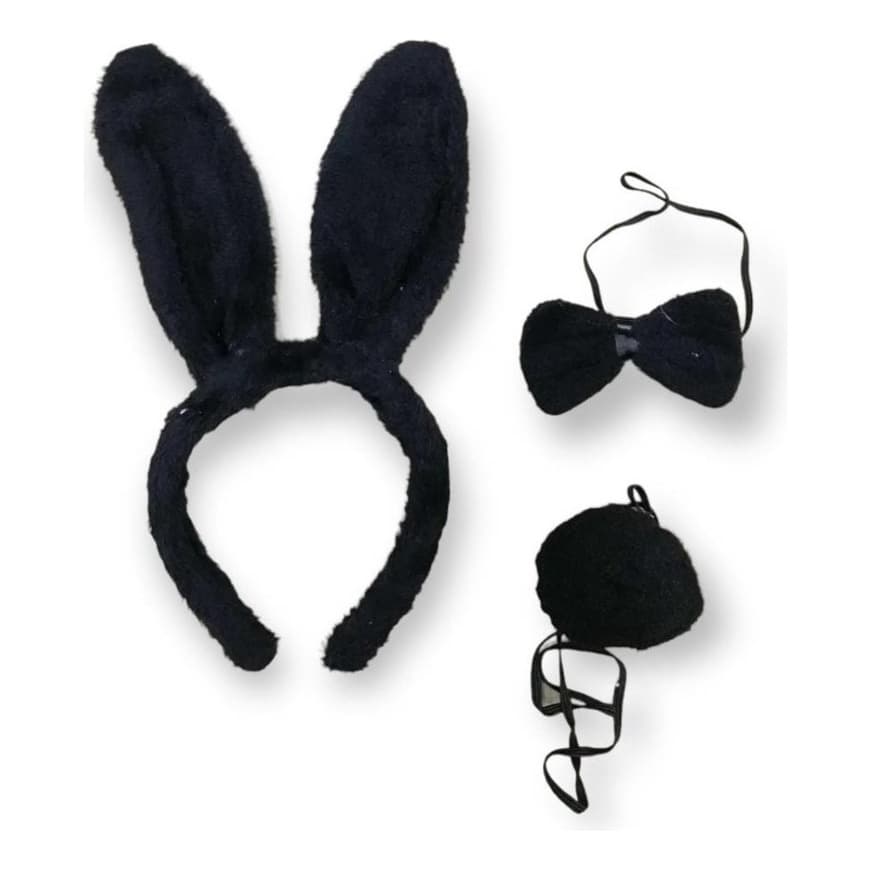 Conjunto 3 Peças Orelhas Coelho Páscoa  Fantasia Feminina