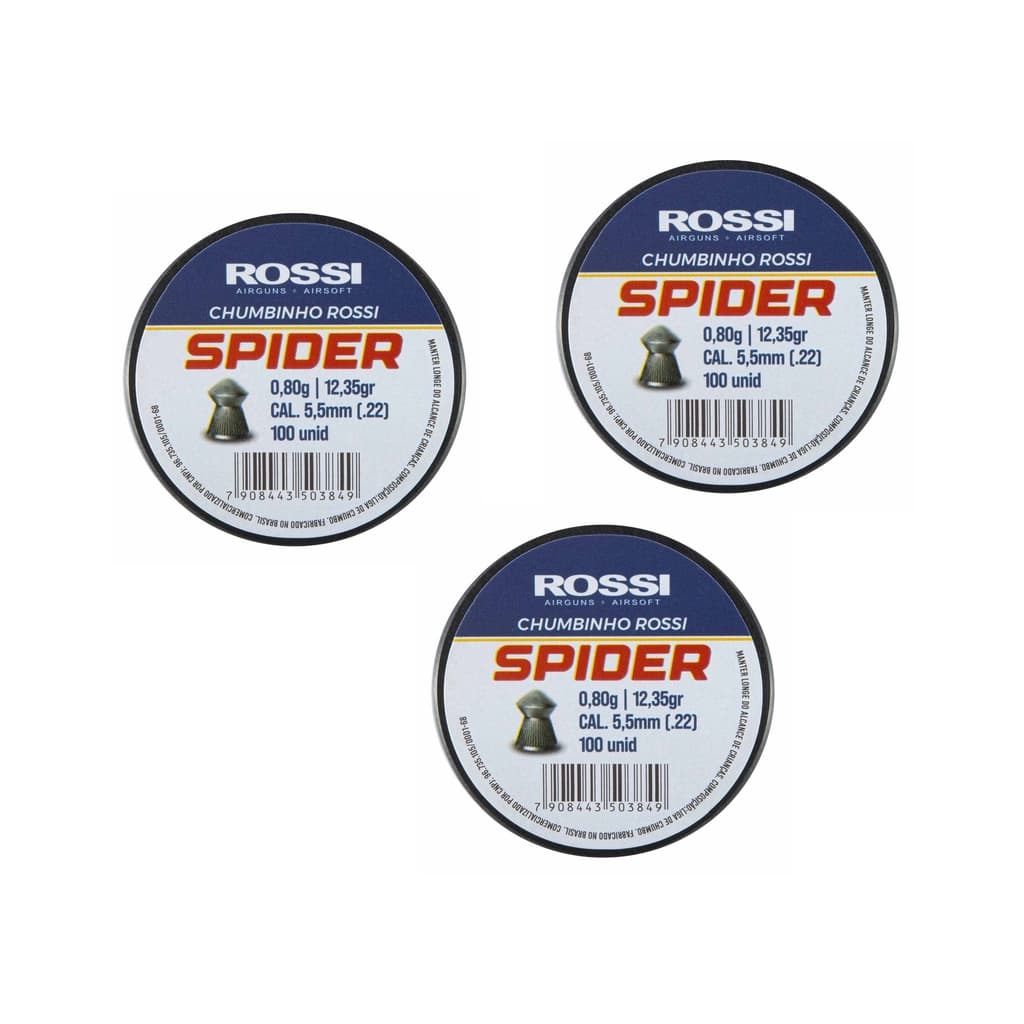 Chumbinho Rossi Premium Spider 5,5mm 100 unidades Kit 3