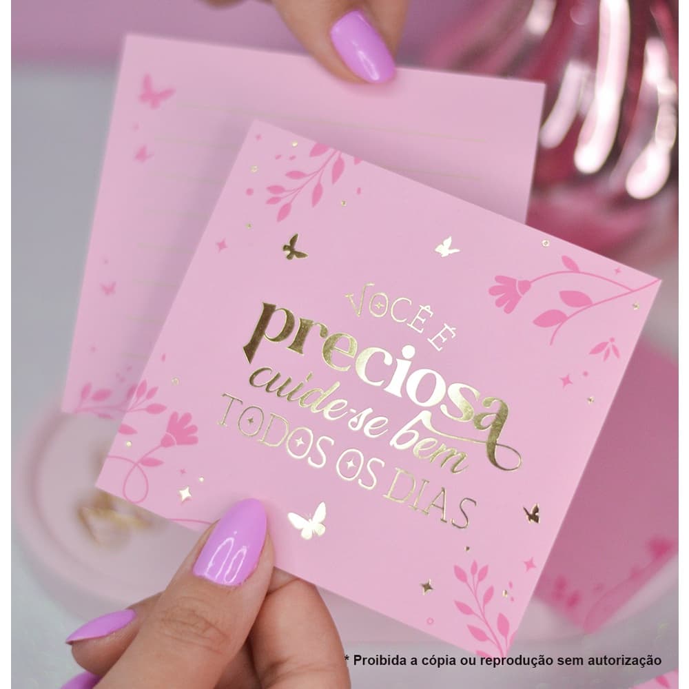 25 uni Postal Outubro Rosa para presentes ou encomendas Hotstamping | Cartão de Agradecimento