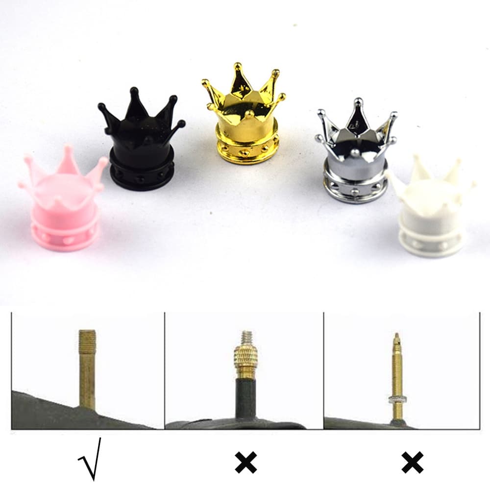 4peças/lot coroa forma roda pneu válvula tampas carro motocicleta bicicleta air cover auto hermética hastes tampa