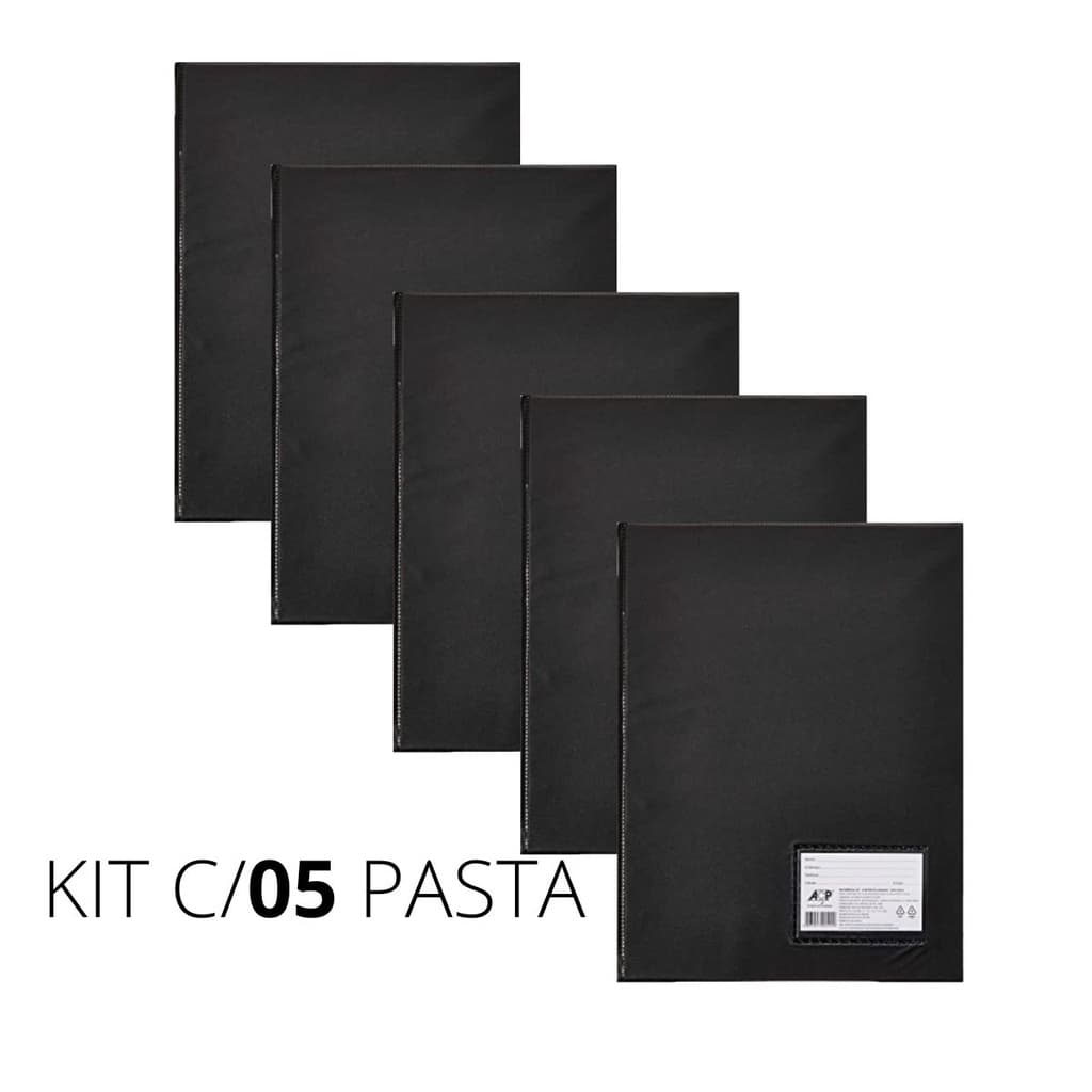 KIT 5 PASTA CATÁLOGO 10, 30, 50, E 100  ENVELOPES PRETA