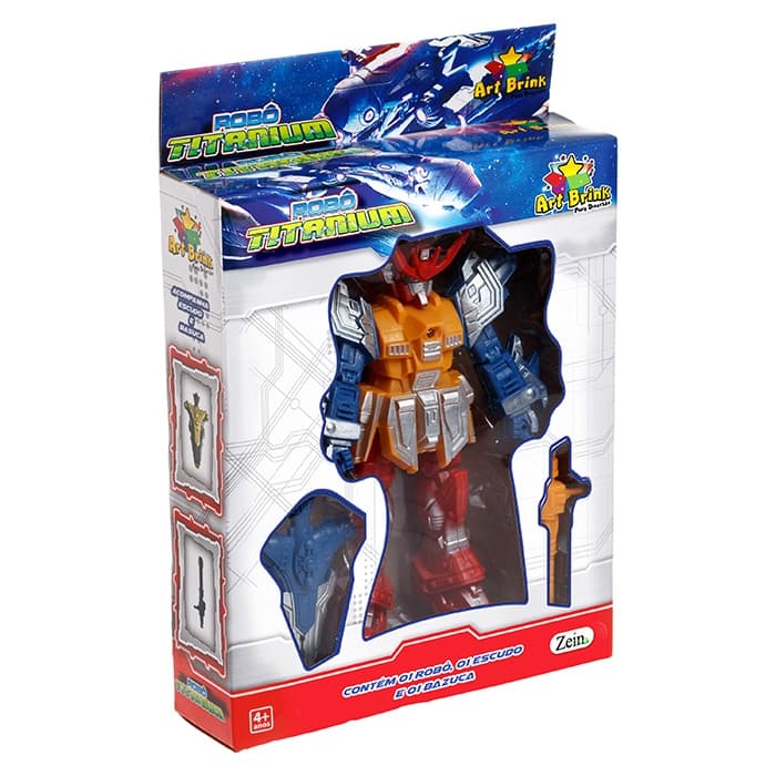 Robo de Brinquedo Robo Titanium da Galaxia Com LED e Acessórios 19 CM