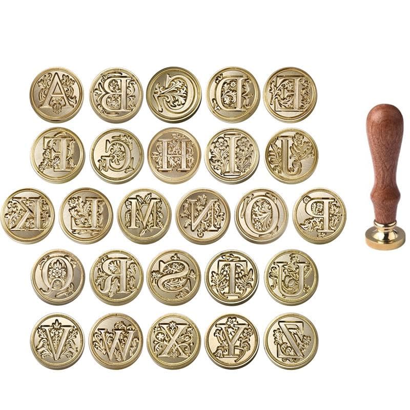 Retro Selagem Cera Cabeça de Carimbo 26 Alfabeto A-Z Letra Selos Conjunto de Selos Ferramentas Post Decor Wood Stamps Antique Wax Seal Stamp