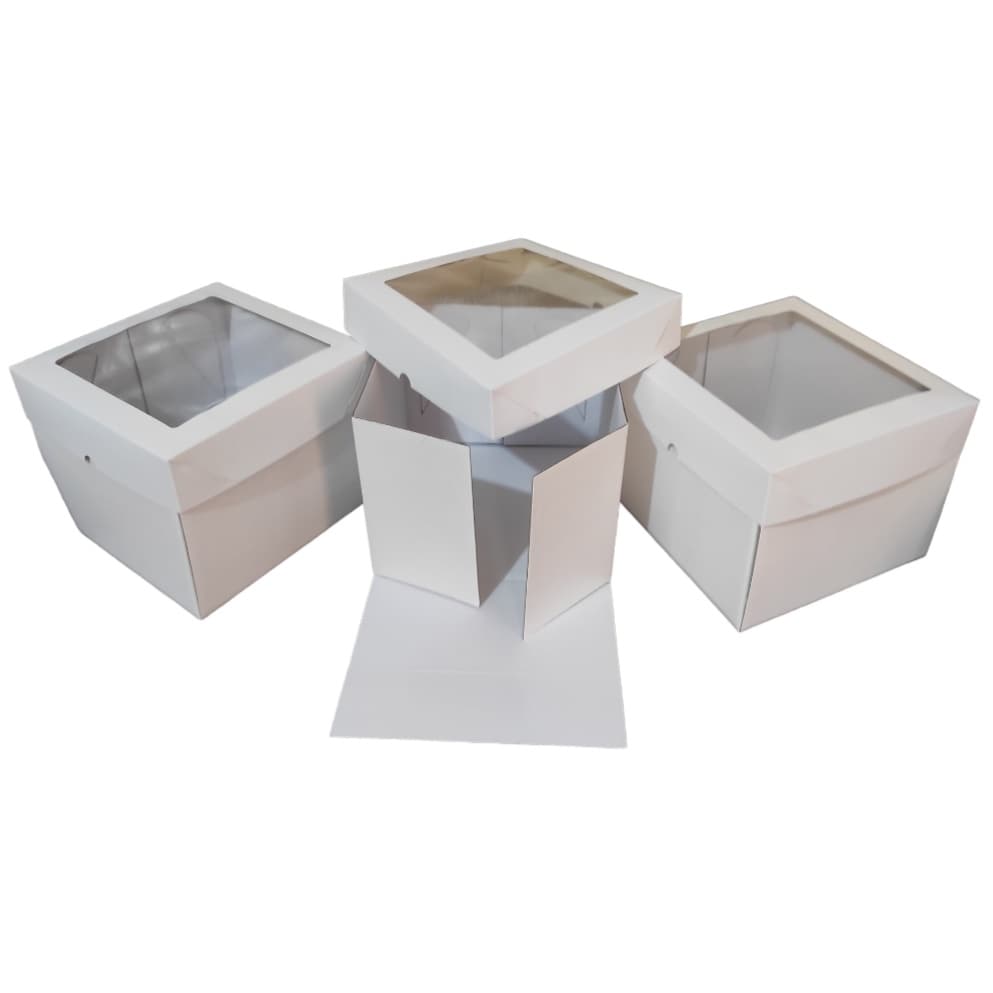 10caixas 25x25x20 para bolo alto papelão branco com visor