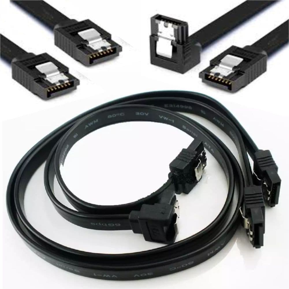 Kit 2 Cabos Sata Original Asus Gigabyte Transferencia Dados Preto PC Desktop Servidor 35cm