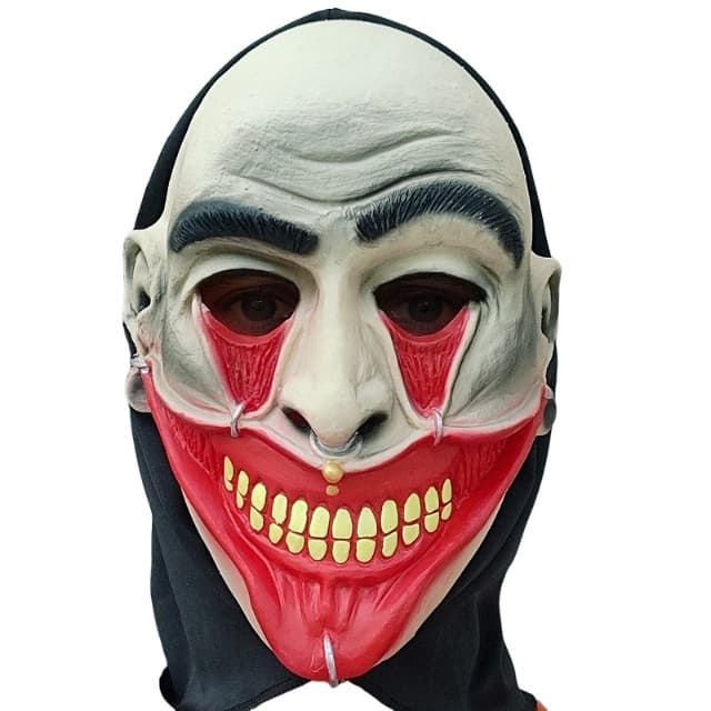 Máscara Halloween Homem Boca Esticada Piercing Carnaval Fantasia Teatro Terror Assustador Dia das Bruxas Zumbi Cosplay