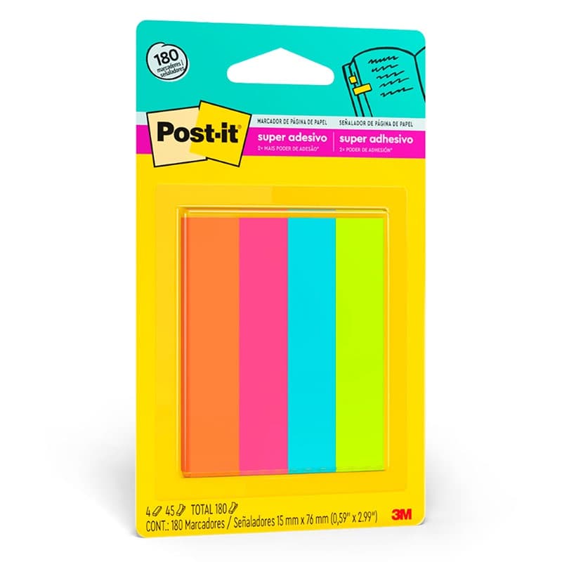 Marcador de página adesivo Post-it Flags de papel 76x15mm 180 folhas 3M