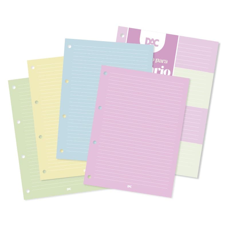 Refil Fichário Universitário - Enjoy Tom Pastel Folhas Coloridas Linhas Brancas - DAC