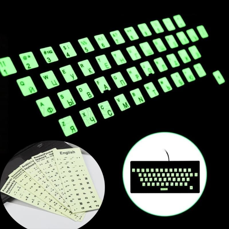 Película Adesiva Protetora Para Teclado Em PVC Inglês Russo Decoração Autocolante Luminoso Adesivos Laptop