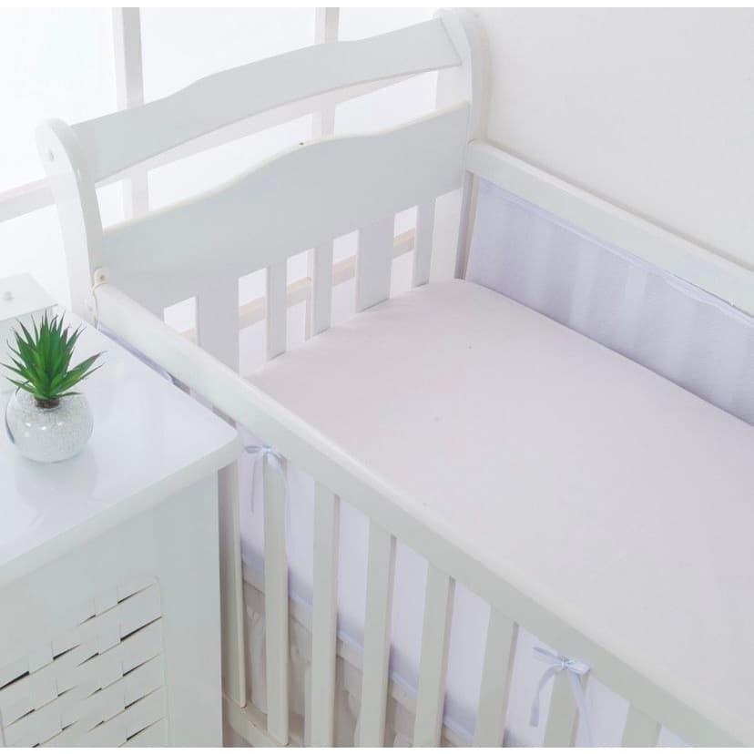 Tela Protetora Protetor Respirável Para Berço de Bebê Branca