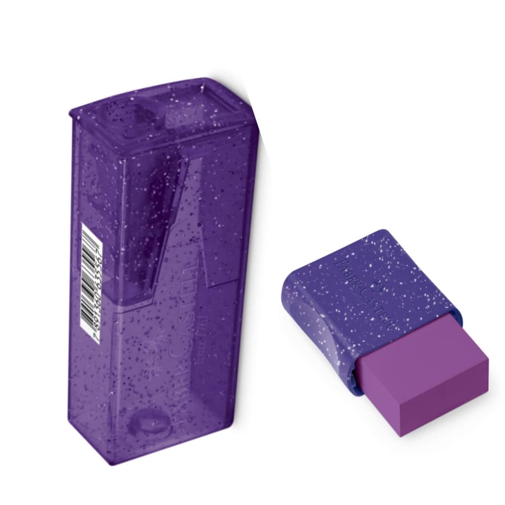 APONTADOR E BORRACHA FABER-CASTELL GLITZ - ROXO