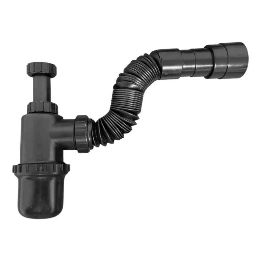 Sifão Sanfonado Copo Preto Universal Pia Cozinha Banheiro