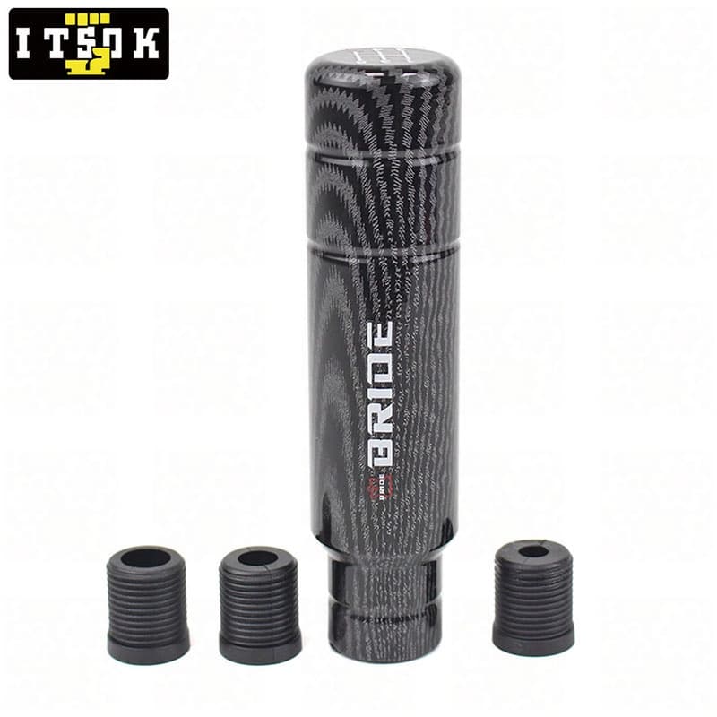 Manual 5 Velocidade Universal De Corrida Botão De Mudança De Marcha De Noiva JDM 13CM Alumínio Carbono Com 3 Adaptadores