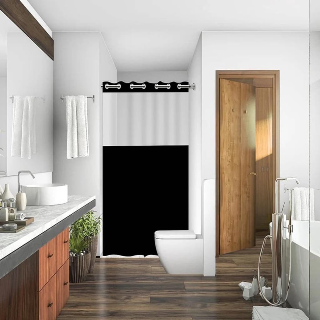 Cortina Box Banheiro Com Ilhós Antimofo Com Visor Transparente