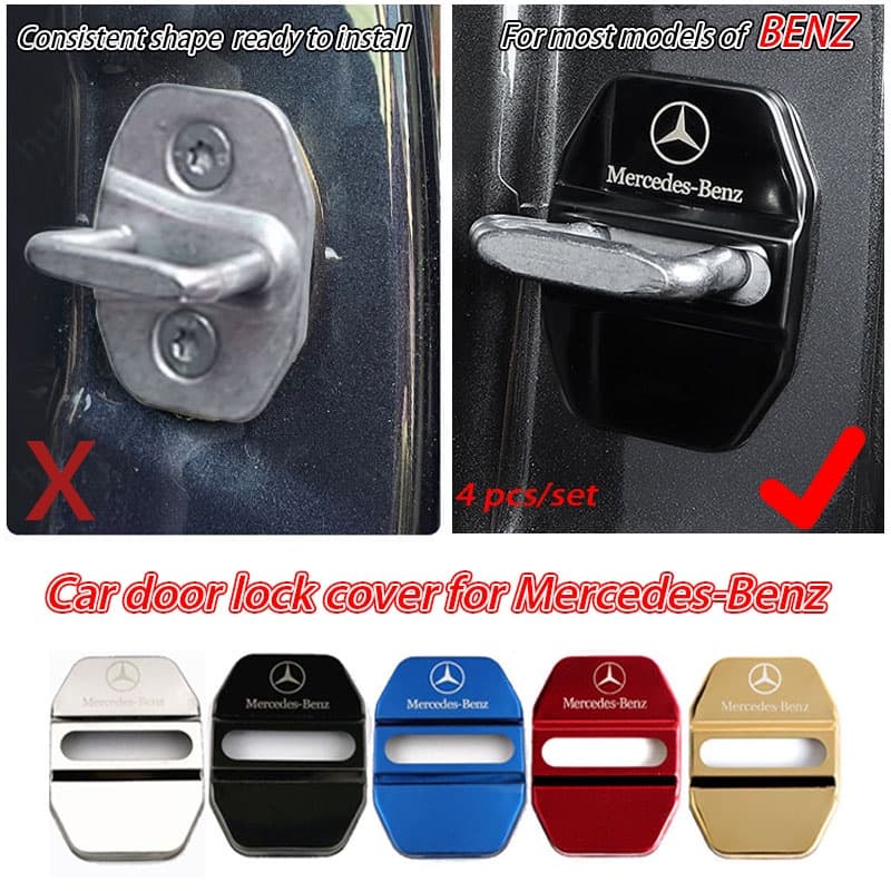 4pcs Mercedes-Benz GLE Sprinter GLCE-Class C GLC Classe A CLA E V GLA Tampa Da Fechadura Porta Do Carro Decoração Protetora Acessórios Em Aço Inoxidável