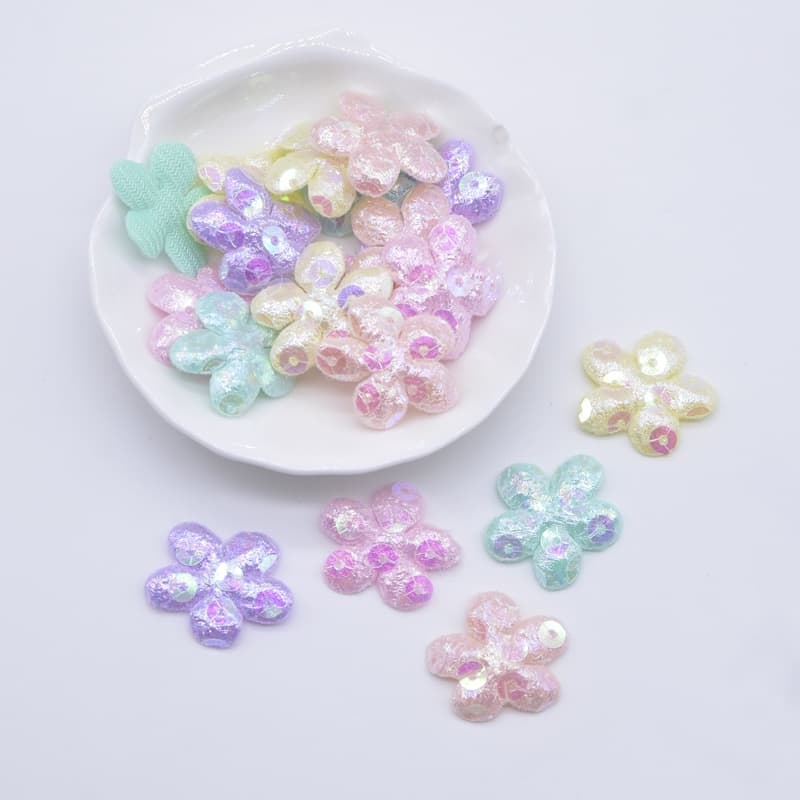100Pcs 2.5cm flor aplicativo para roupas chapéu artesanato costura patches DIY cabeçalho clipes cabelo arco decoração