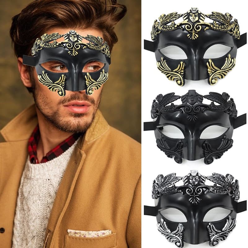 Máscara Retro Party Half Face Mask Homens Festa Temática Samurai Romana Plástica Veneza Antigo Meia Cover Para Halloween