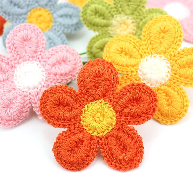 18Pcs 6cm Fios De Lã Bordados Flores Appliques Para Artesanato Headwear Hairpin Decoração Patches De Roupas De Costura Acessórios