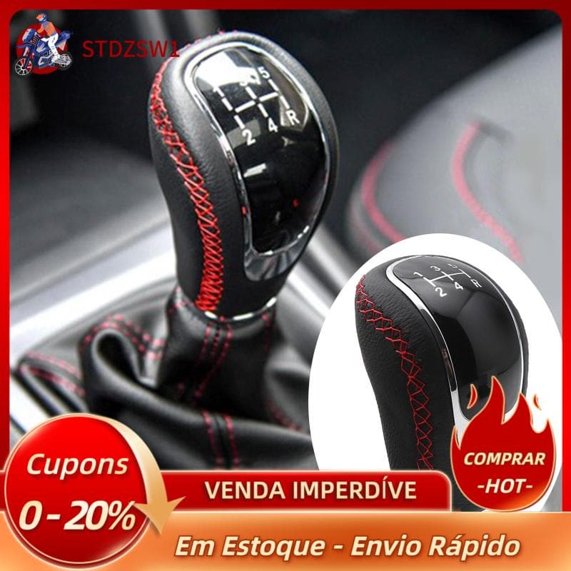 Manopla Universal De Couro Para Câmbio De Carro Alavanca de câmbio automática Manual Alavanca de câmbio de 5 velocidades com adaptador