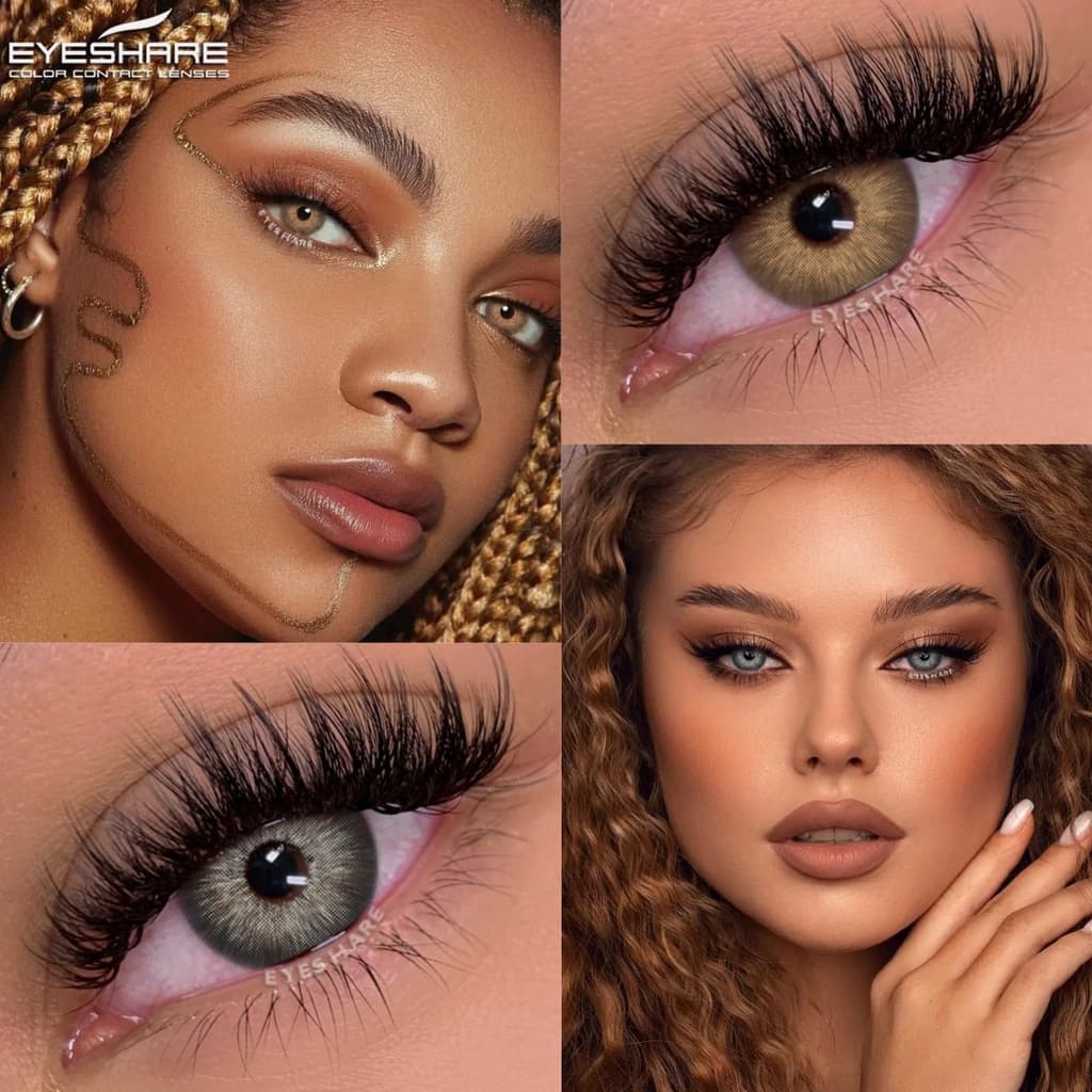 Eyeshare 1 Par De Lentes De Contato Coloridas Para Olhos Naturais Marrons Anual Cinza Moda Coloridos