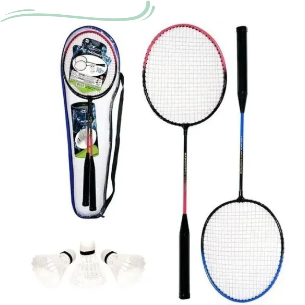 Kit Badminton 2 Raquetes + 3 Petecas + Bolsa Luxo Original