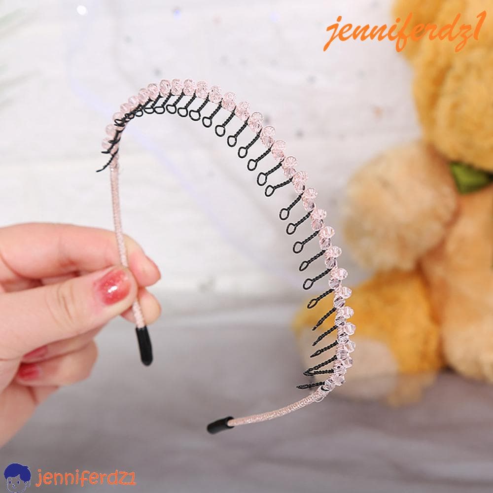 Jenniferz1 Faixa De Cabeça Feminina Multicolorida Com Contas De Cristal Multicolorida Não Escorrega Com Dentes