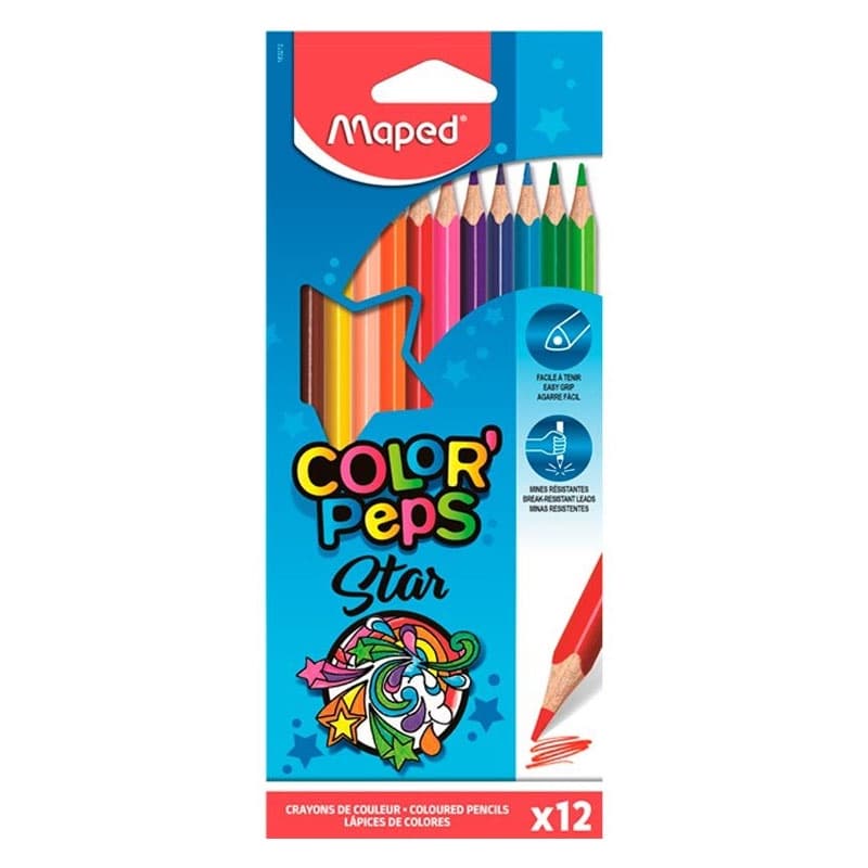 Lápis de cor Color''Peps Star 12 cores 183212ZV Maped