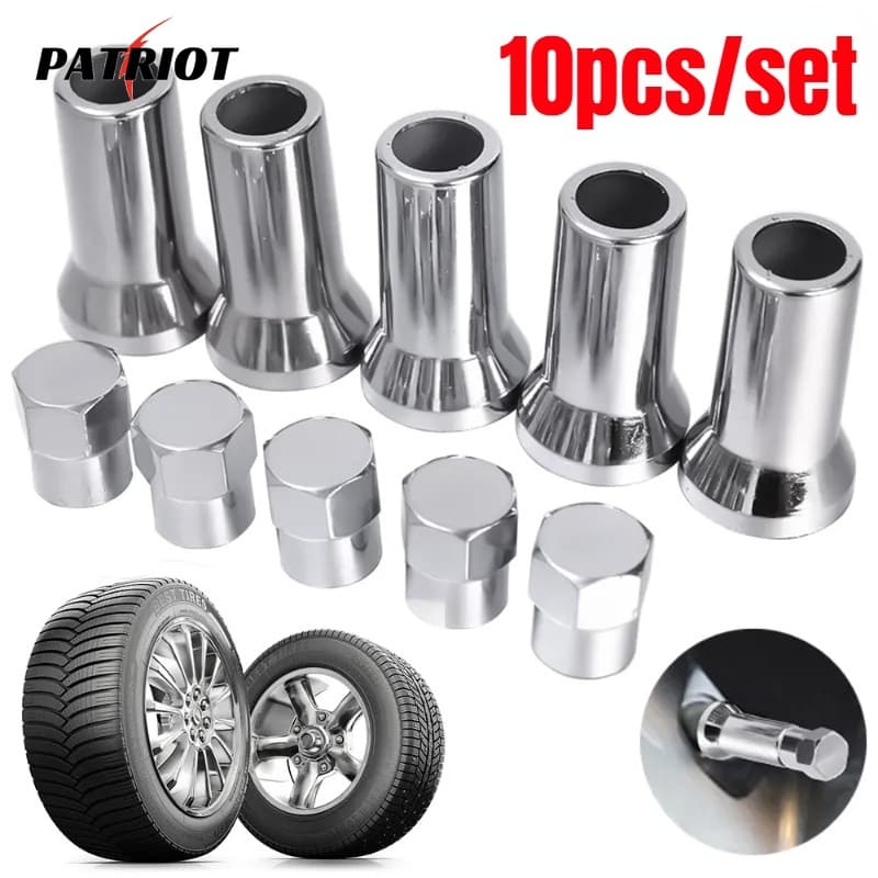 10Pcs/Set Tampas De Manga Da Haste Válvula Do Pneu Roda/Peças Para Pneus De Motocicletas/TR414AC Conjunto De Válvulas Cromadas/Hexagonais Automotivo