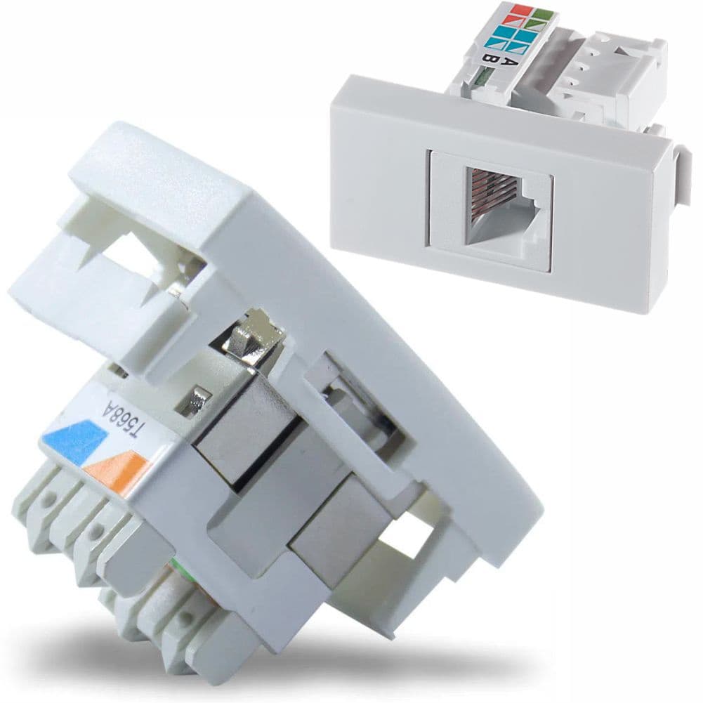Conector Rede Rj45 Femea Jack Keystone Tomada Modular Branco Cat 5e