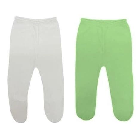 KIT 2 PEÇAS - CALÇA CULOTE (MIJÃO) COM PÉ - BRANCO E VERDE - GET BABY