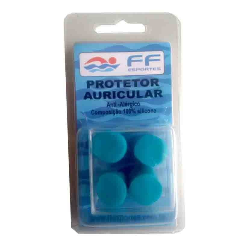 Tampão De Ouvido Ou Protetor Auricular 100% Silicone CORES:AZUL PISCINA