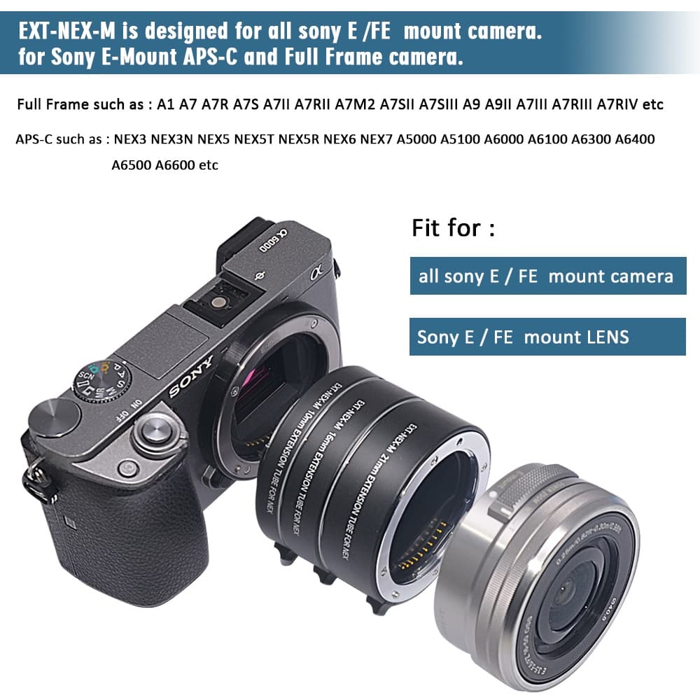 Mcoplus Anel De Tubo De Extensão Macro AF Com Foco Automático Para Sony E Mount A6000 A6100 A6300 A6400 A6600 A7 A7II A9