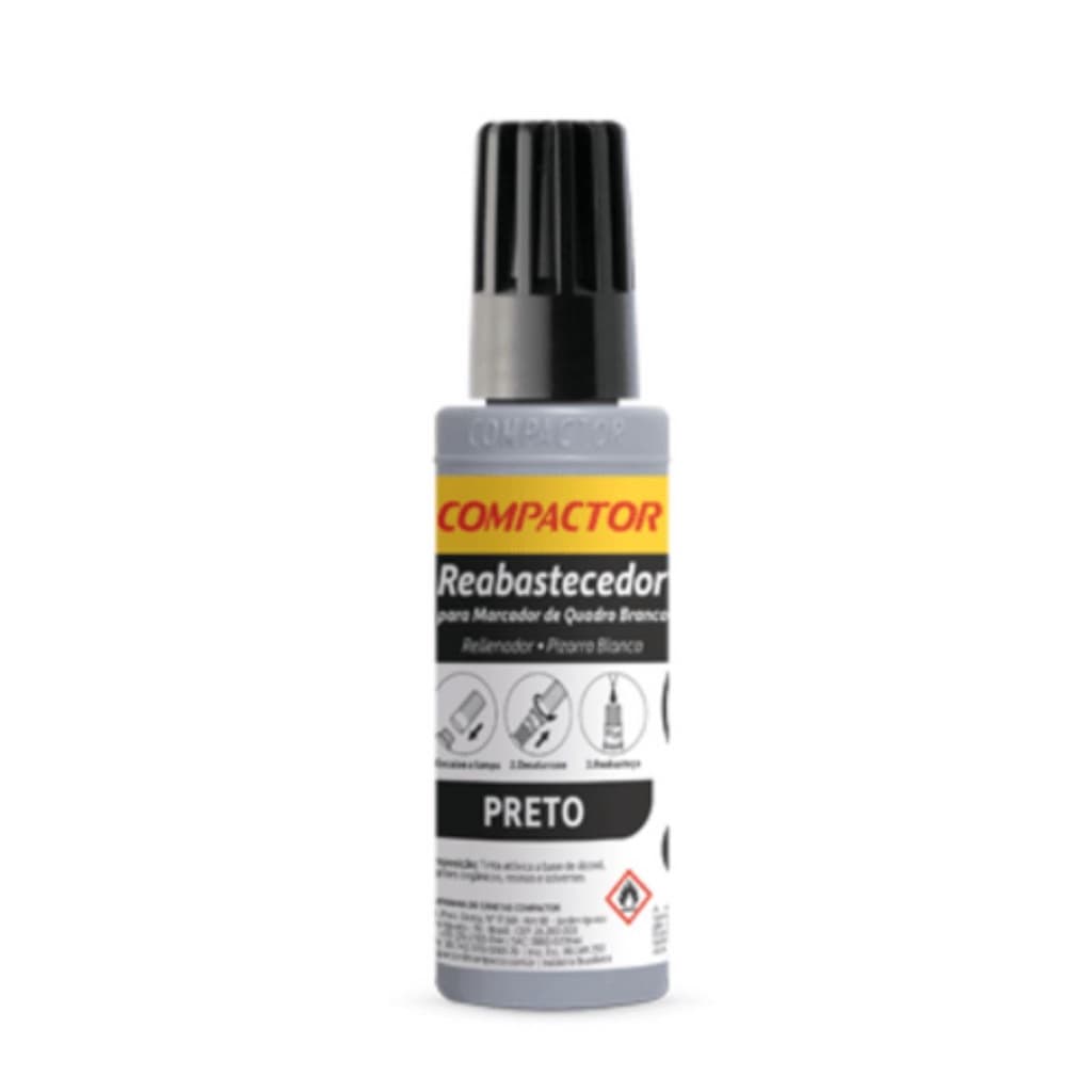 Reabastecedor  Refil Para Quadro Branco Compactor  30mL - PRETO