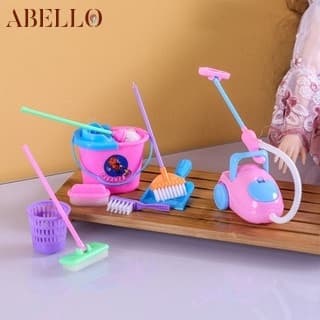 La 9 peças/conjunto de mini vassoura escova brinquedo para casa/cozinha/limpeza