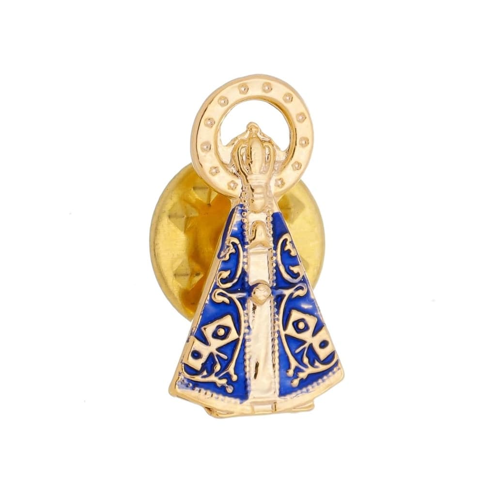Boton Nossa Senhora Aparecida Folheado Azul