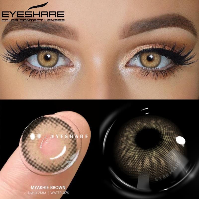 EYESHARE 2pcs Contatos Coloridos Para Os Olhos Marrom Lentes De Marrons Maquiagem Cosmética Anual