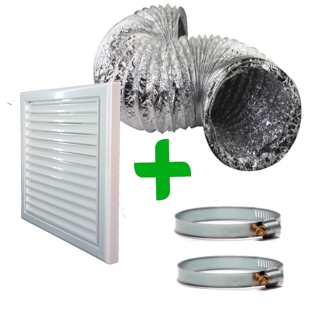 Kit Instalação De Coifas com Grelha De Exaustão 125mm, Duto e Abraçadeira