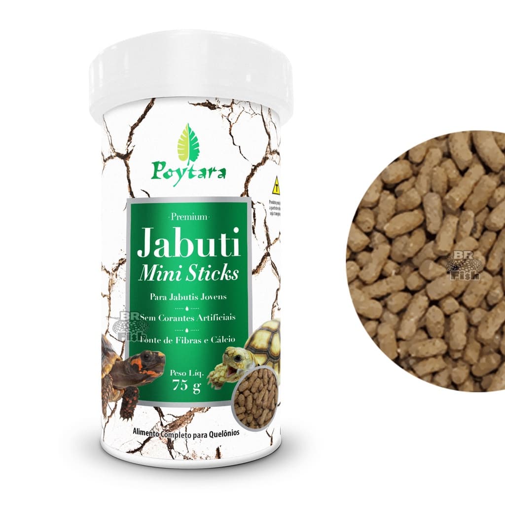 Ração Poytara Jabuti Mini Sticks Tartarugas Filhotes 75g