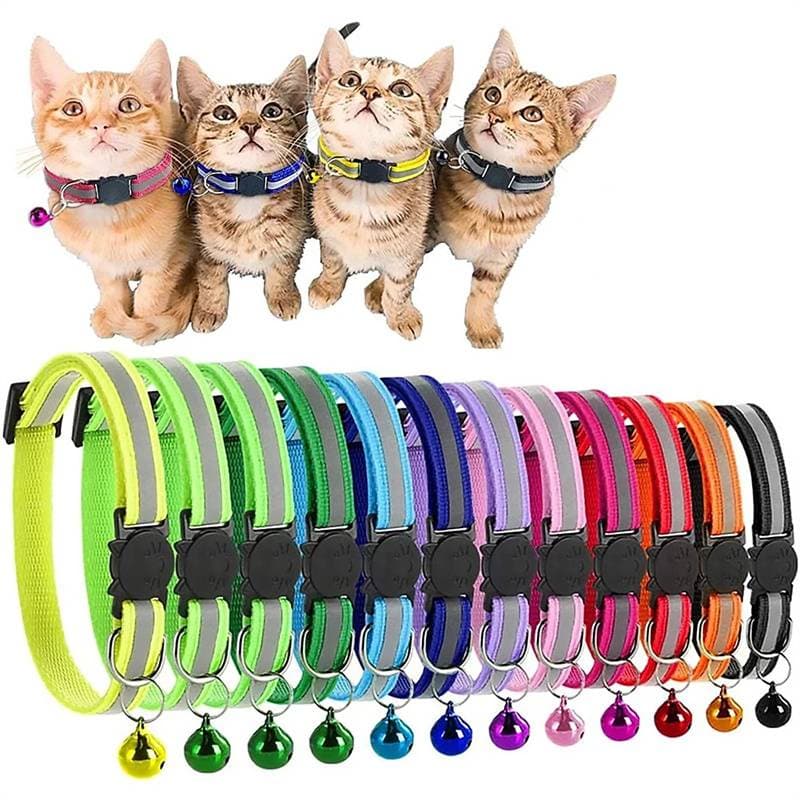 Mantenha Seu Gato Seguro E Elegante Com Esta Coleira Refletiva Colar De Sino