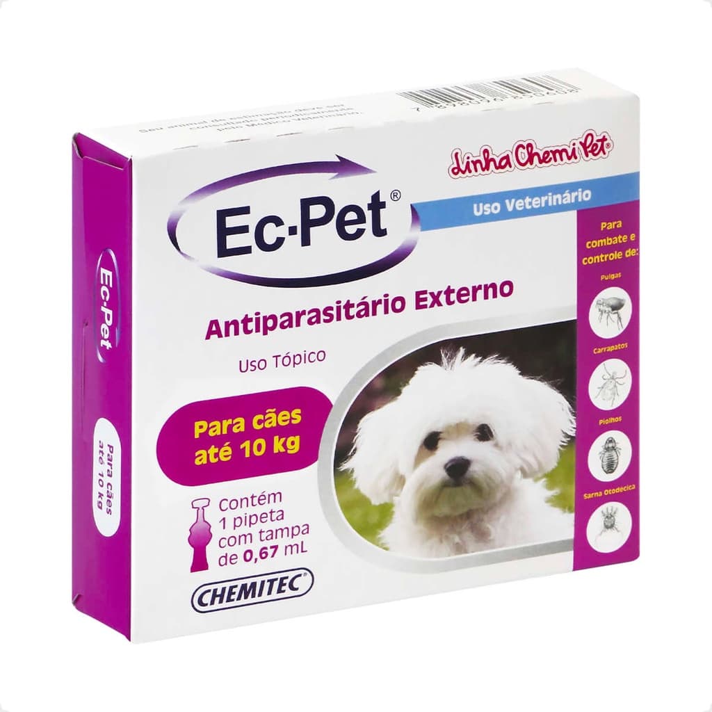 EC PET 0,67mL Chemitec Antipulgas e Carrapatos - Cães até 10Kg