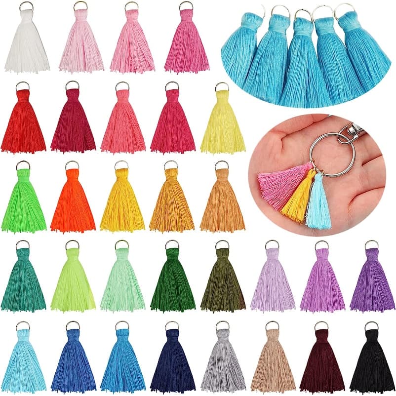 50Pcs 12mm Anel Suspenso Mini Tassel Trim Pendants DIY Craft Jóias Brincos Materiais Acessórios De Vestuário Presente
