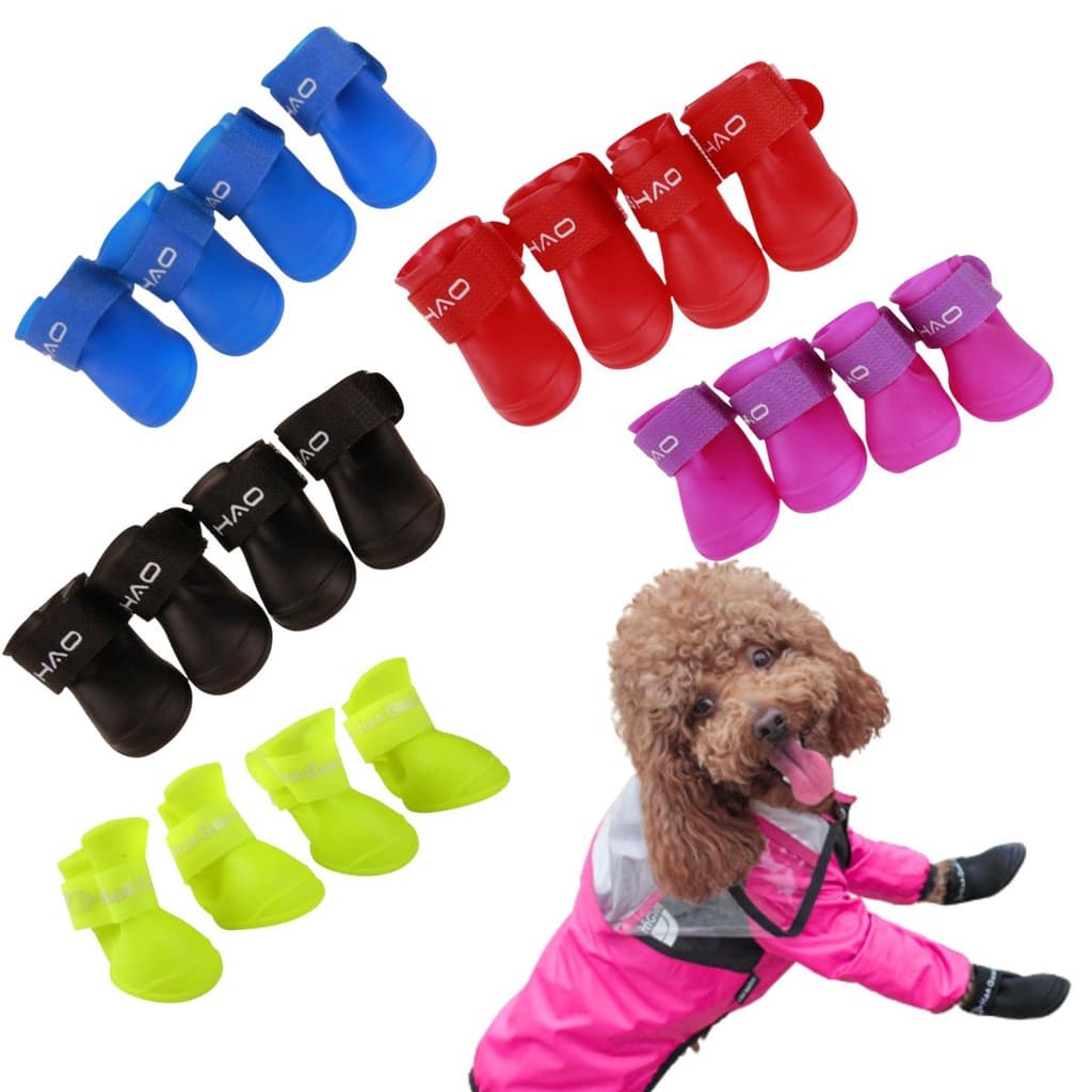 Bota de Cachorro Botinha de Silicone para Patas Patinhas Antiderrapante Impermeável Protetor Pet 4un