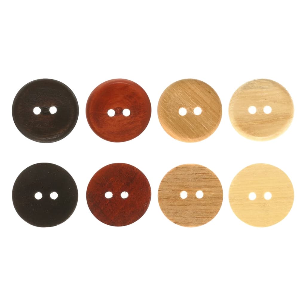 BOTÃO DE MADEIRA 2 FUROS 33 MM 12 UNIDADES ESCOLHA A COR