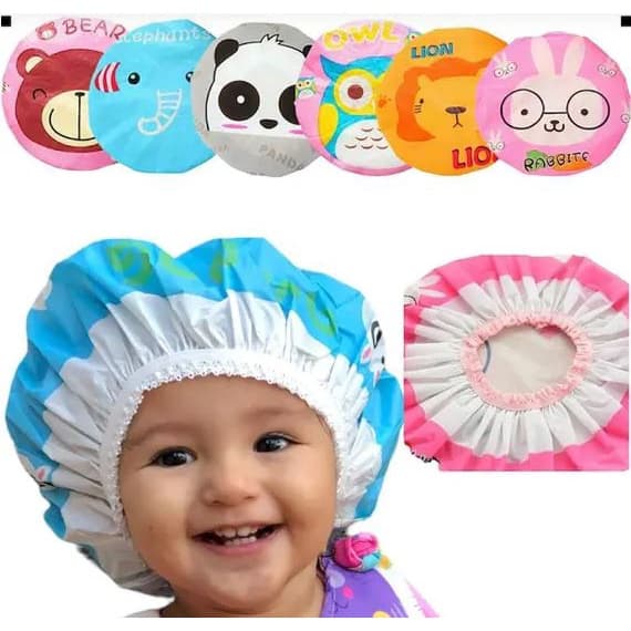 Touca de Banho Impermeável Infantil Estampas Sortidas Toca Plástica Kids desenho animal bebe PVC