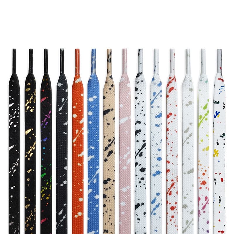 Cadarços Para Tênis De Dourar Plano Impressão De Tinta Com Atacador Colorida Basquetebol Pintada À Mão